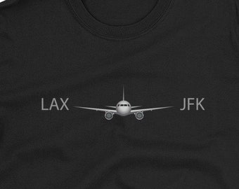 LAX Airplane JFK Short-Sleeve Unisex T-Shirt -Vacation vacay travel airplane mode airline east west coast vacation global traveler aero