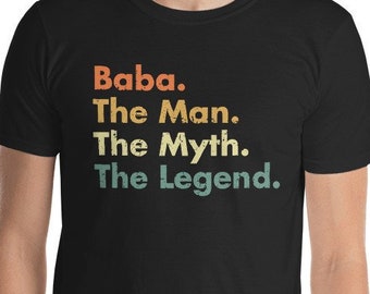 Baba The Man The Myth The Legend Unisex T-Shirt - gift for dad birthday gifts fathers day, best husband ever papa pop, Hindi grandpa