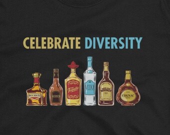 Celebrate Diversity Unisex T-Shirt - Drinking alcohol cruise vacation party festive mardi gras celebration feast bash gala