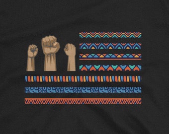 Black History Month Flag Unisex T-Shirt - Black History Shirt, Black Pride Shirt, Black Girl Magic, Black lives matter, Black educated and w