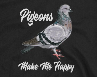 Pigeons Make Me Happy Short-Sleeve Unisex T-Shirt - cute pigeon, bird lover bird watching pigeon watching bird feeding, bird call, gift idea