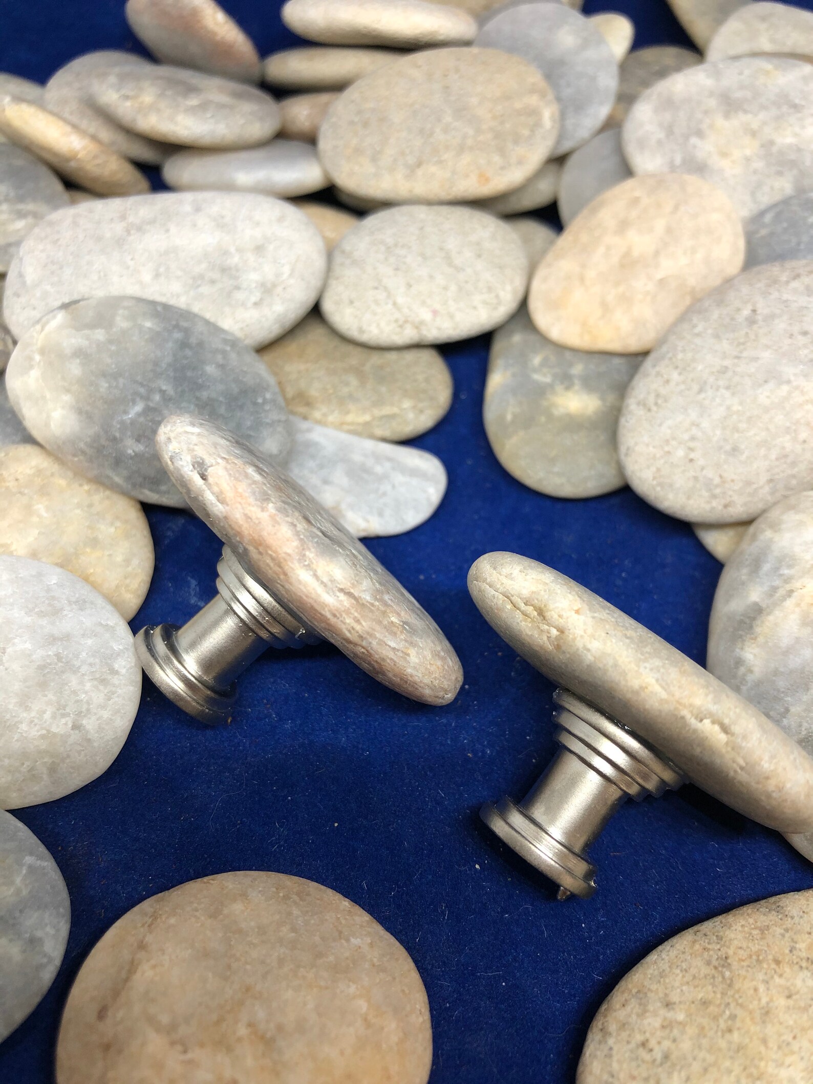 Seashore stone knobs ocean rock knobs flat tumbled sea stone Etsy