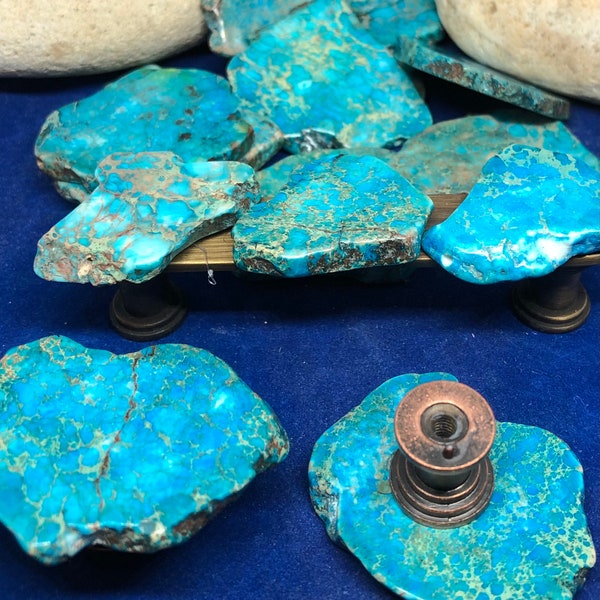 Ocean blue impression  25% off! Jasper knobs, @gem stone knobs, rock knobs, bath remodel knobs, cabin knobs, slab rock knobs