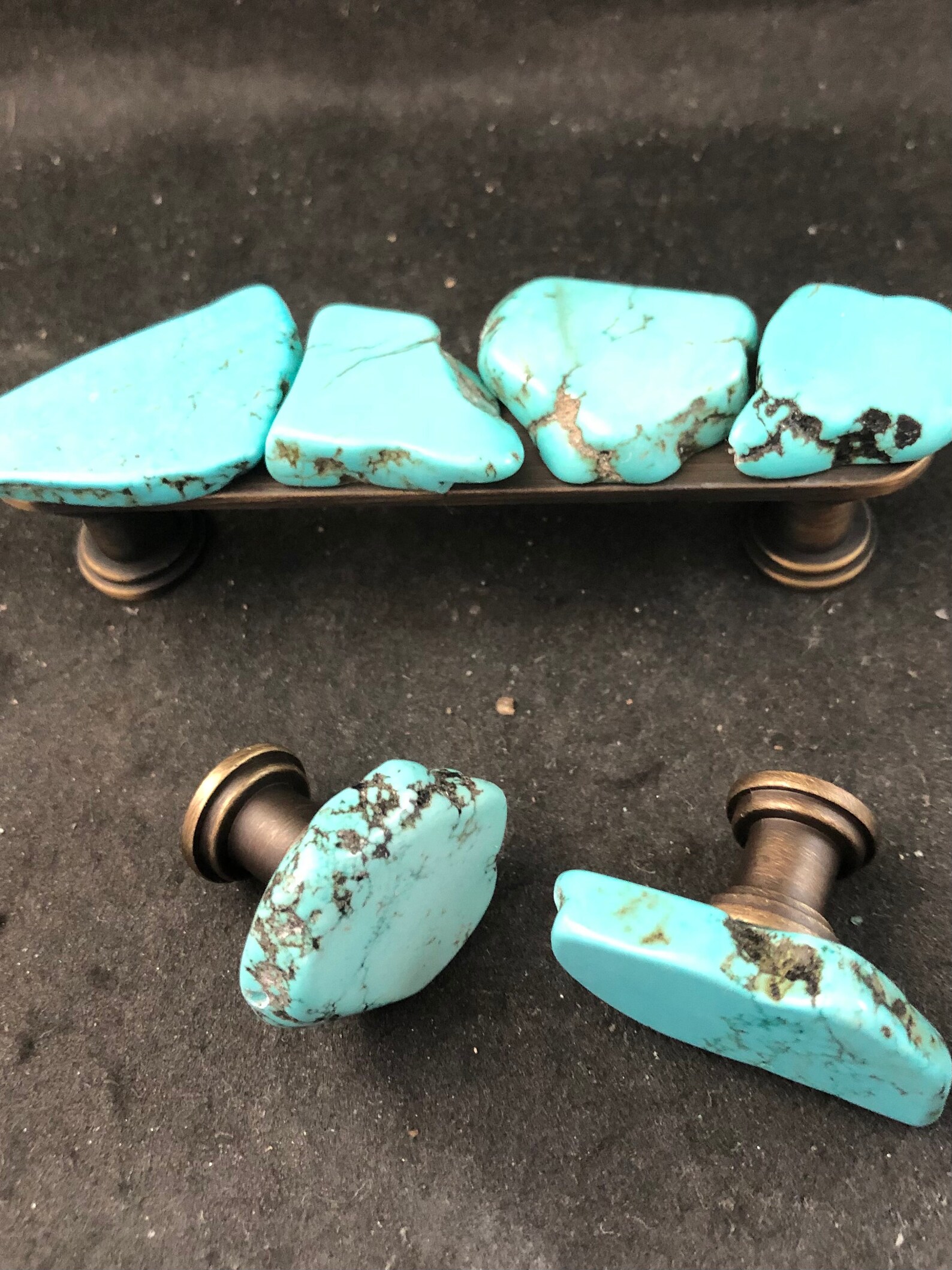 Turquoise knobs real turquoise knobs 2 slab knobs gem Etsy