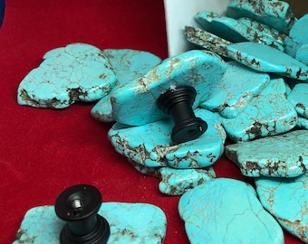 Puxadores turquesa autênticos, 25% de desconto! Puxadores e puxadores turquesa azul autênticos, puxadores de armário turquesa, puxadores de pedra turquesa, puxadores de cômoda Arizona