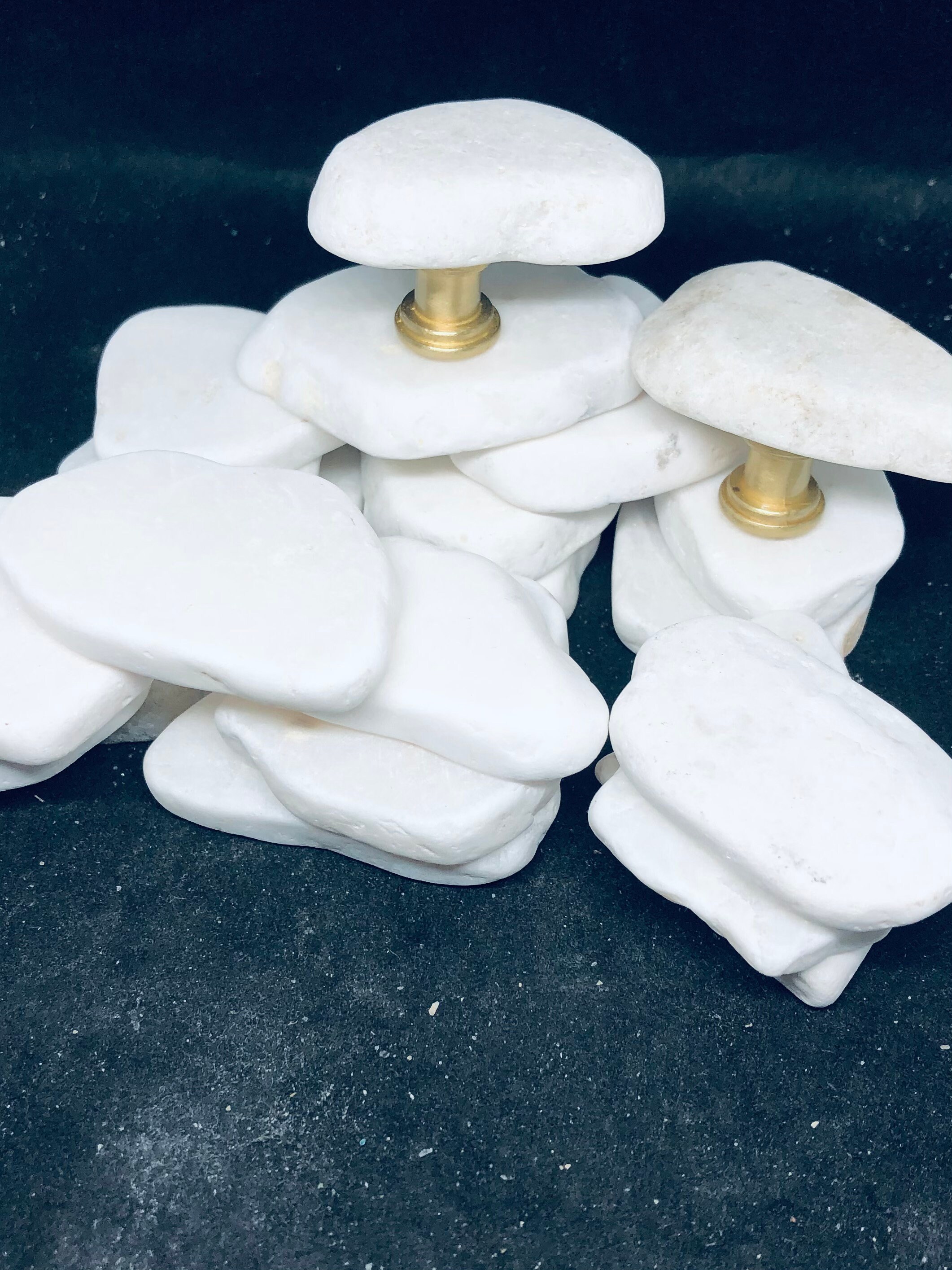 White raw marble knobs 1 Carrera marble knobs white rock Etsy