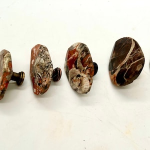 Mushroom jasper knob, 50mm jasper knobs, kitchen knobs, bath knobs, cabin knobs, beach house knobs, coat hooks, bath towel hooks