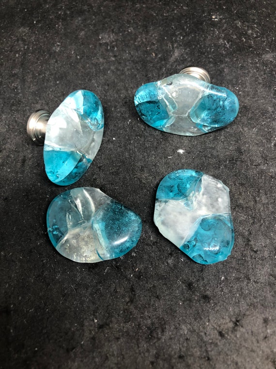 Sea Glass Knobs Blue Ocean Wave Knobs Surfer Knobs Sea Blue Etsy