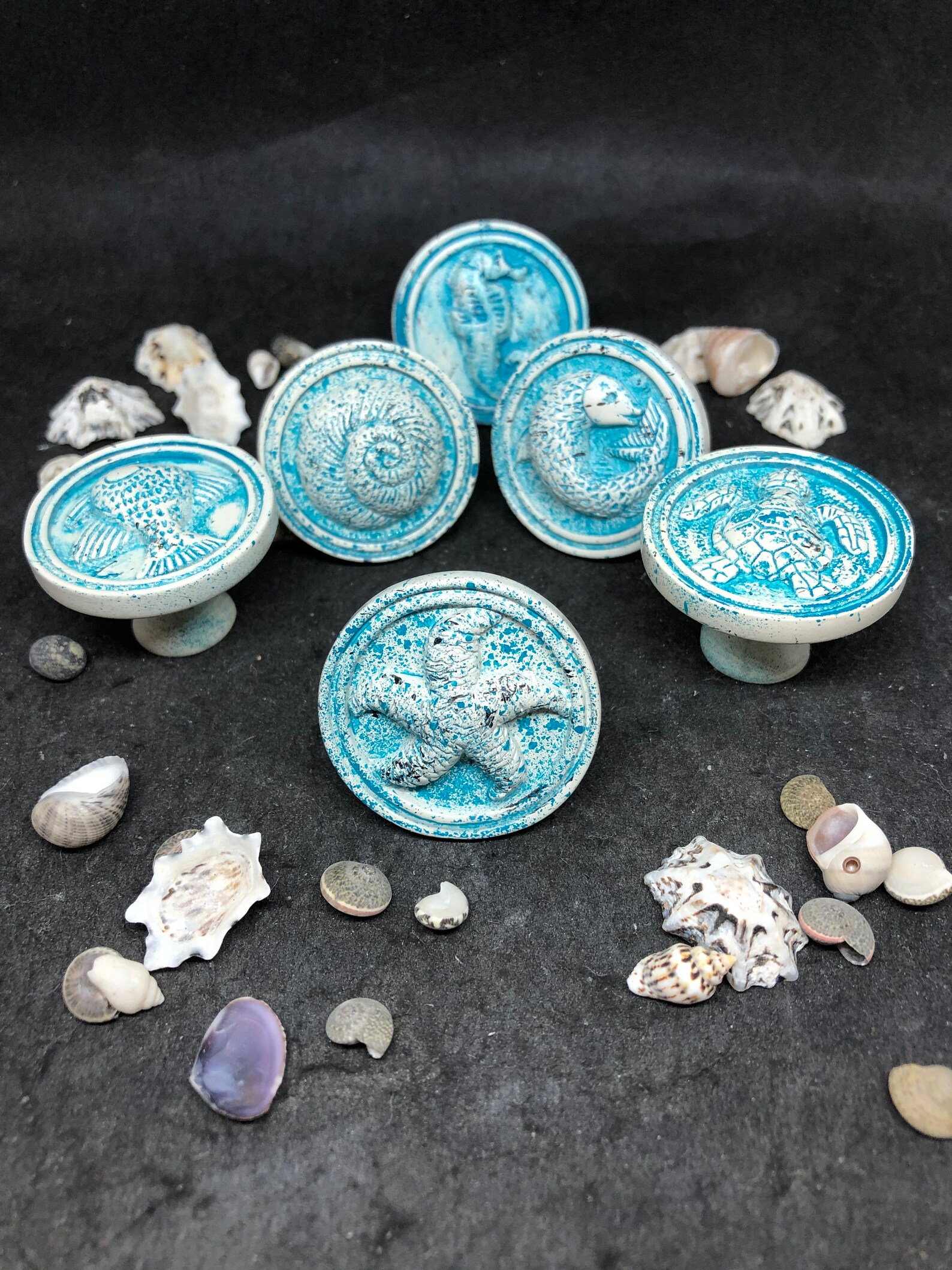 Beach knobs distressed seaside knobs sea glass knobs ocean Etsy