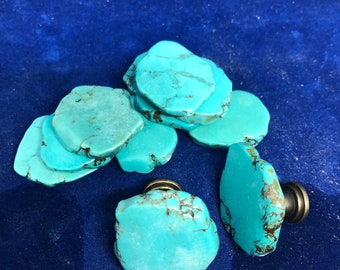 Turquoise knobs, Magnesite turquoise knobs, 1 1/2" slab knobs, gem knobs, stone knobs, rock hooks, Arizona knobs, southwestern knob