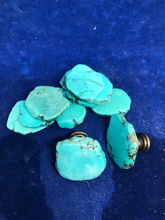 Boutons Argent Faits Main Avec Incrustation Turquoise - Style Nevada