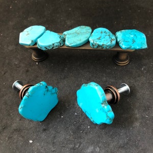 Turquoise knobs, small turquoise knobs, turquoise slab knobs, gem rock knobs, southwestern knobs, Arizona knobs, blue turquoise knobs