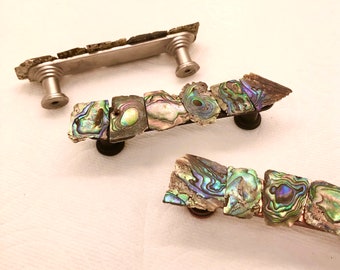 Paua Abalone Shell Cabinet Pulls: Beach House Decor, irregular abalone shell hardware