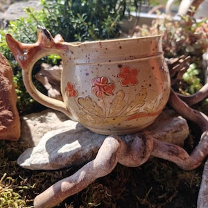 Mug en céramique, décor éléphant, prairie fleurie, abeille, environ 350 ml