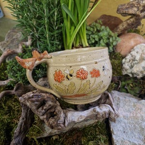 Tazza in ceramica, motivo elefante, prato fiorito, circa 600 ml, tazza jumbo