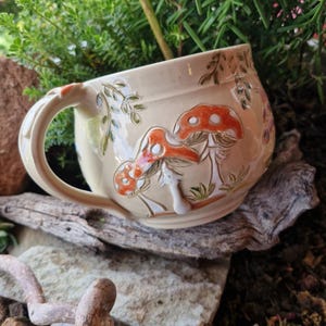 Mug en céramique, grand format, motif champignons, environ 700 ml