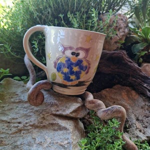 pottery cup, with owl, approx. 300 ml