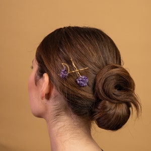 Charming delicate amethyst cluster hair pins image 4