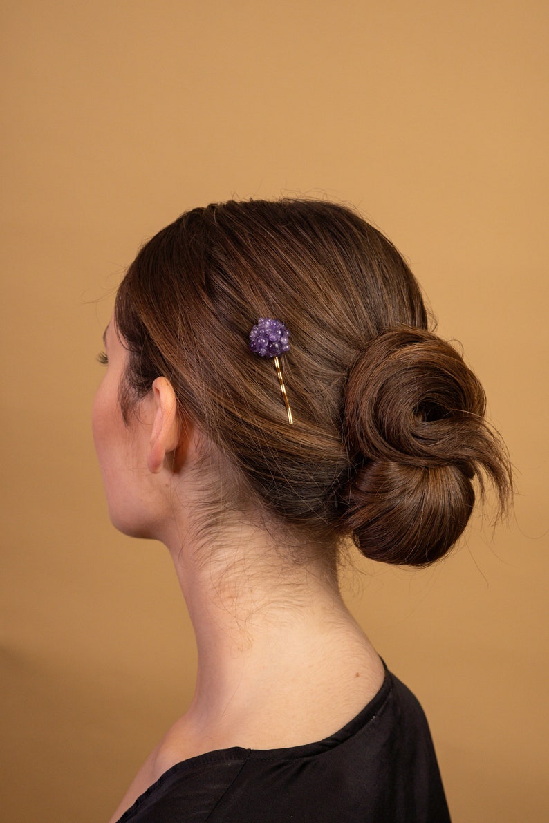 Charming delicate amethyst cluster hair pins image 2