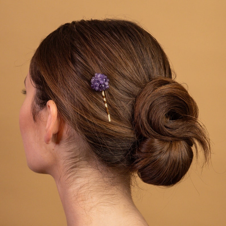 Charming delicate amethyst cluster hair pins image 1