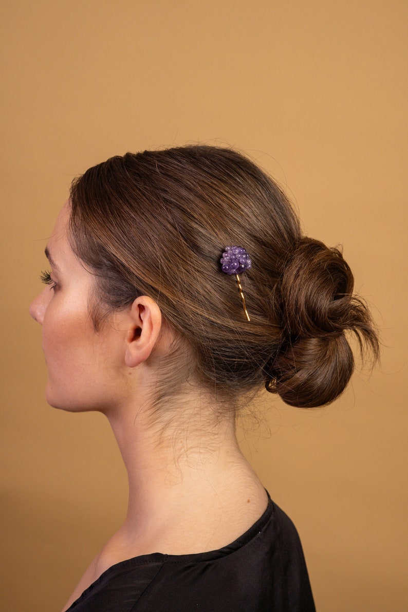 Charming delicate amethyst cluster hair pins image 3