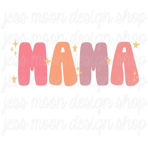 Mama Retro With Stars Png Sublimation Design PNG Instant - Etsy