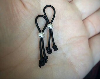 Nipple Clamps / Leather And Sterling Silver Nipple Clamps / Nipple Rings / None Piercing Nipple Rings / Nipple Clamps / BDSM