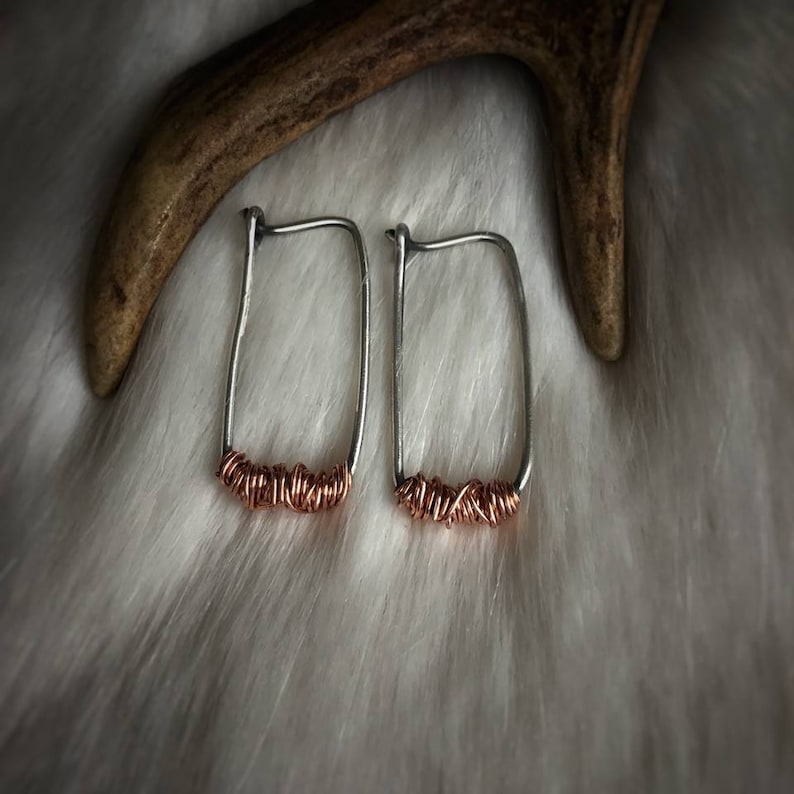 Sterling Silver And Copper Earrings