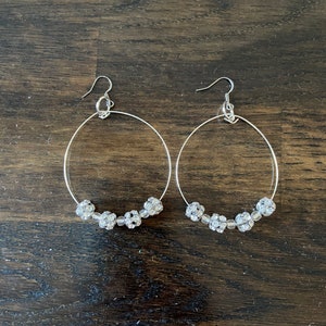 Silver rhinestone sparkle hoop earrings