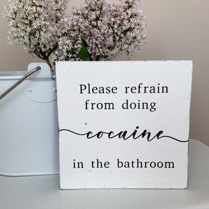 Decoración de baño / Letrero divertido para baño / Humor para baño / Blanco y negro
