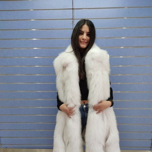 Natural Half Skin Fox Fur Vest Pure White Fox Vest With Collar