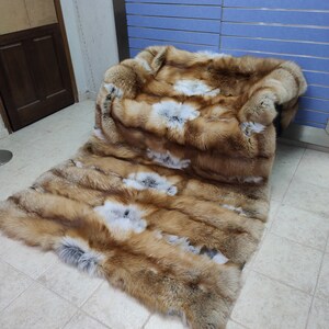 Luxury Red Fox Fur Throw Full Skin Real Fox Fur Blanket / Bedspread Rug Full Skin