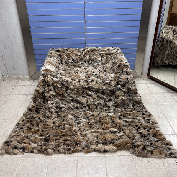 Luxury Spotted Lynx Fur Throw 100% Real Lynx Blanket KINGSIZE Bedspread