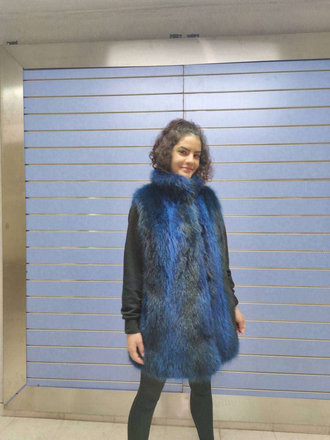 Blue Faux Fur Gilet Royal Blue Fur Vest JONI Waistcoat Afghan