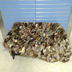 Luxury Fox Fur Throw Real Fox Fur Blanket / Bedspread