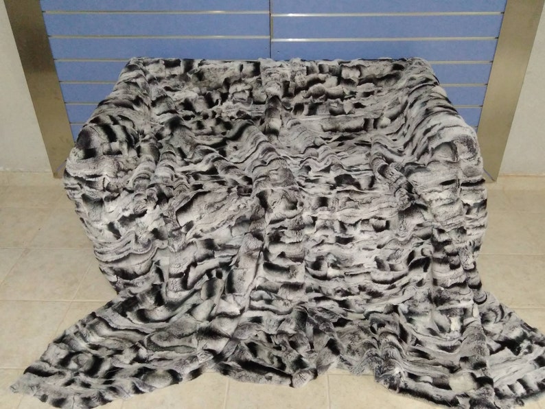 Natural Rex Chinchilla Rabbit Throw 100 Real Rex Fur Bedspread