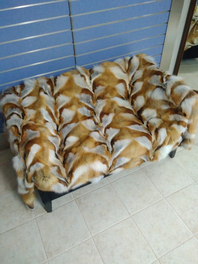 Luxury Red Fox Fur Throw Real Fox Fur Blanket / Bedspread Etsy