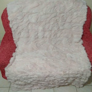 Luxury Light Pink Rex Rabbit Fur Throw 100% Real Rex Fur Bedspread / Blanket