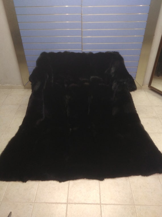 Black Fox Fur Fur Blanket Throw Cover