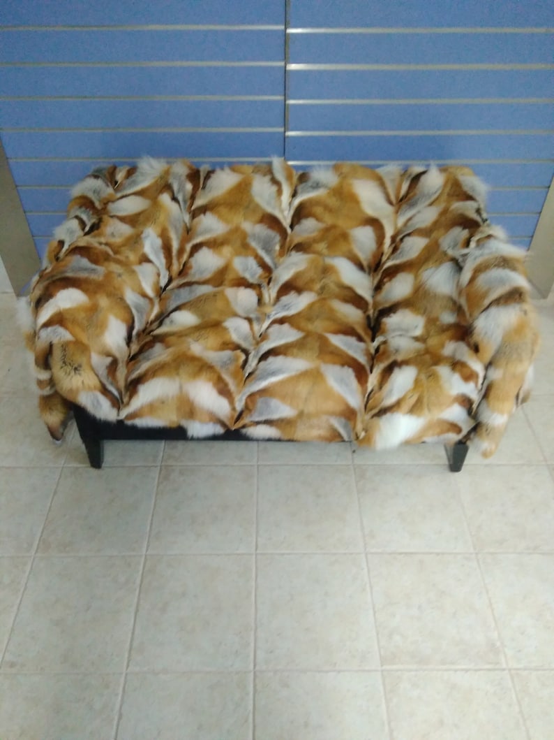 Luxury Red Fox Fur Throw Real Fox Fur Blanket / Bedspread Etsy