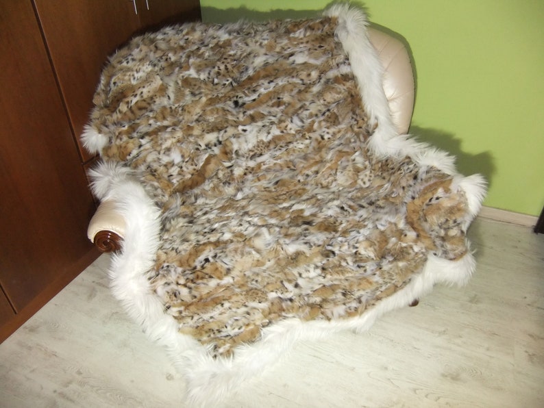 Luxury Lynx Fur Throw Real Lynx Blanket Genuine Bedspread With Fox