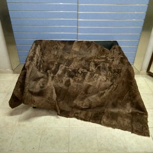 Luxury Brown Astrakhan Skin Fur Throw Real Lamb Fur Blanket / Bedspread