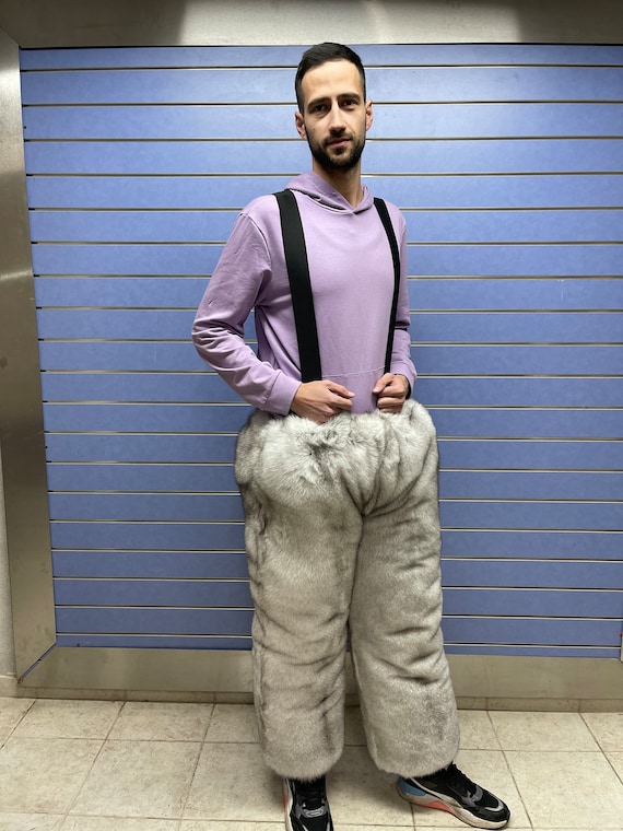 Luxury Doublesided Blue Fox Pants Fullskin Real Fox Fur Trousers