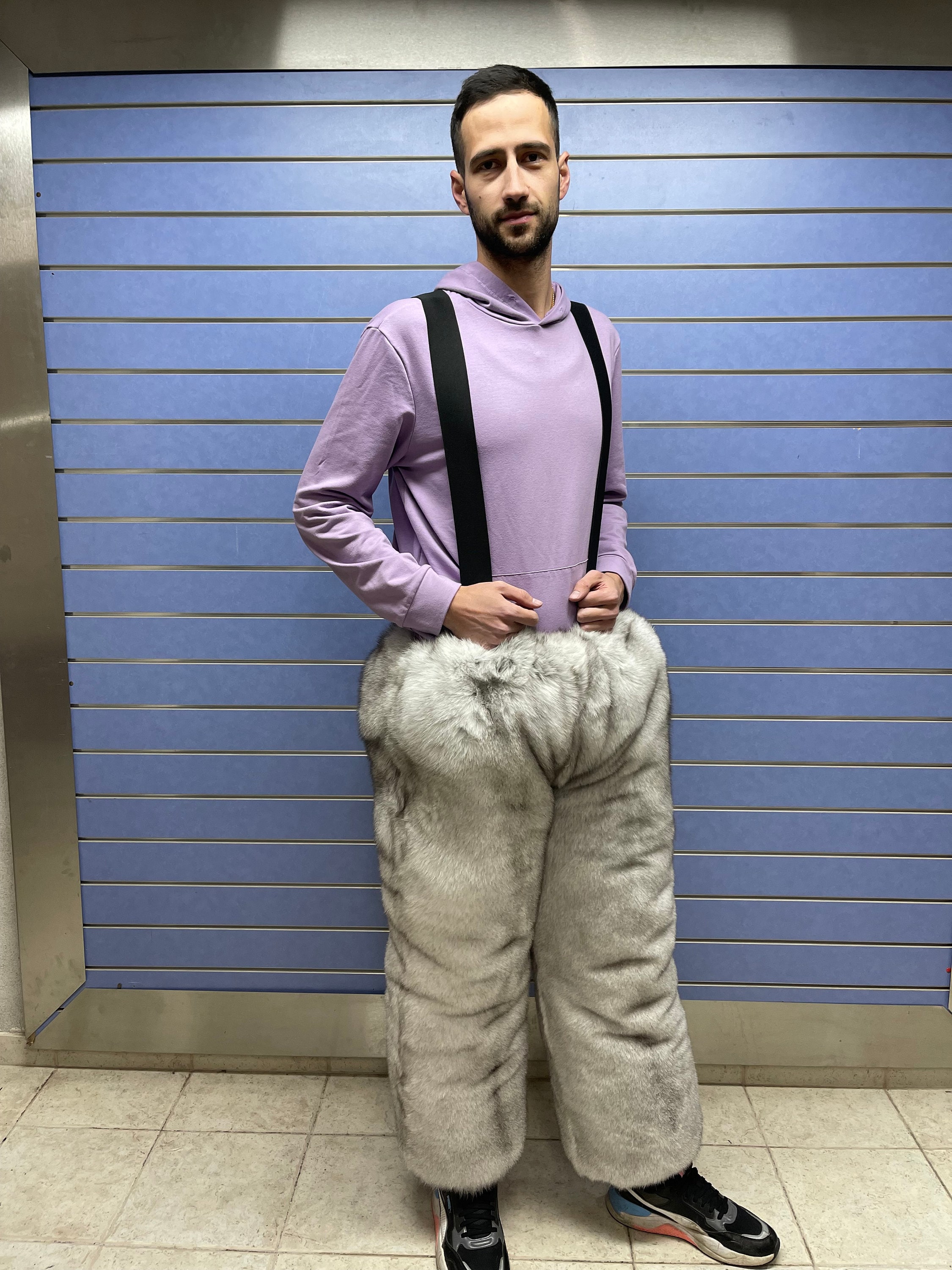 Luxury Doublesided Blue Fox Pants Fullskin Real Fox Fur Trousers