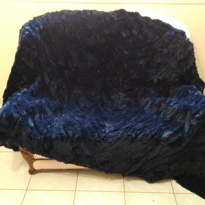 Details about / Luxury Real Silver-Bronze Rex Rabbit Fur Throw Blanket