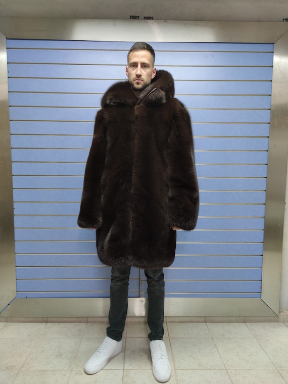 Genuine fur hotsell coat mens