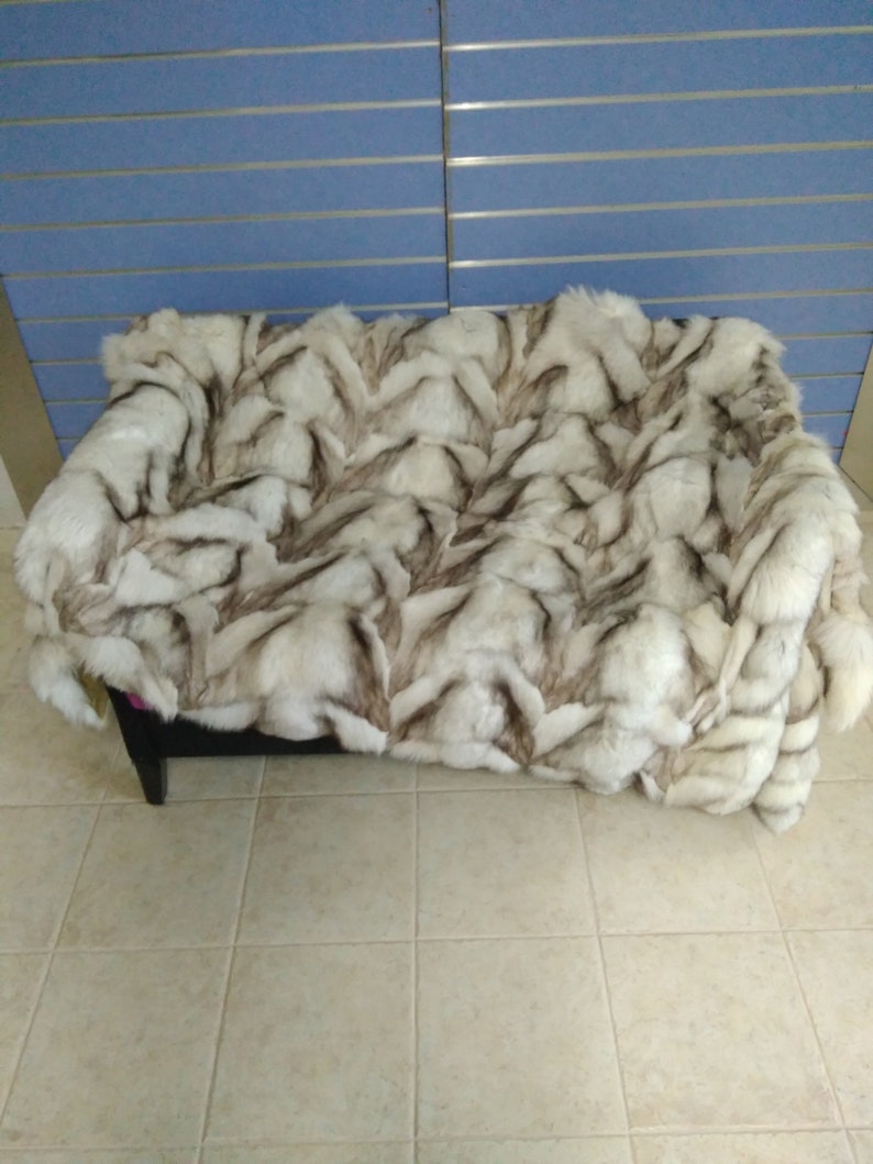 Luxury White Fox Fur Throw Real 'blue' Fox Fur Blanket Etsy