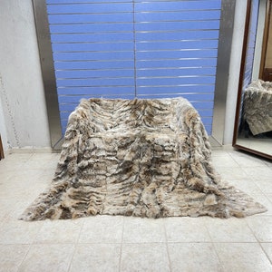 Luxury Lynx Fur Throw 100% Real Lynx Blanket KINGSIZE Bedspread