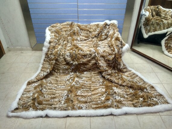Luxury Lynx Fur Throw 100 Real Lynx Blanket KINGSIZE Bedspread With Fox Outline Etsy