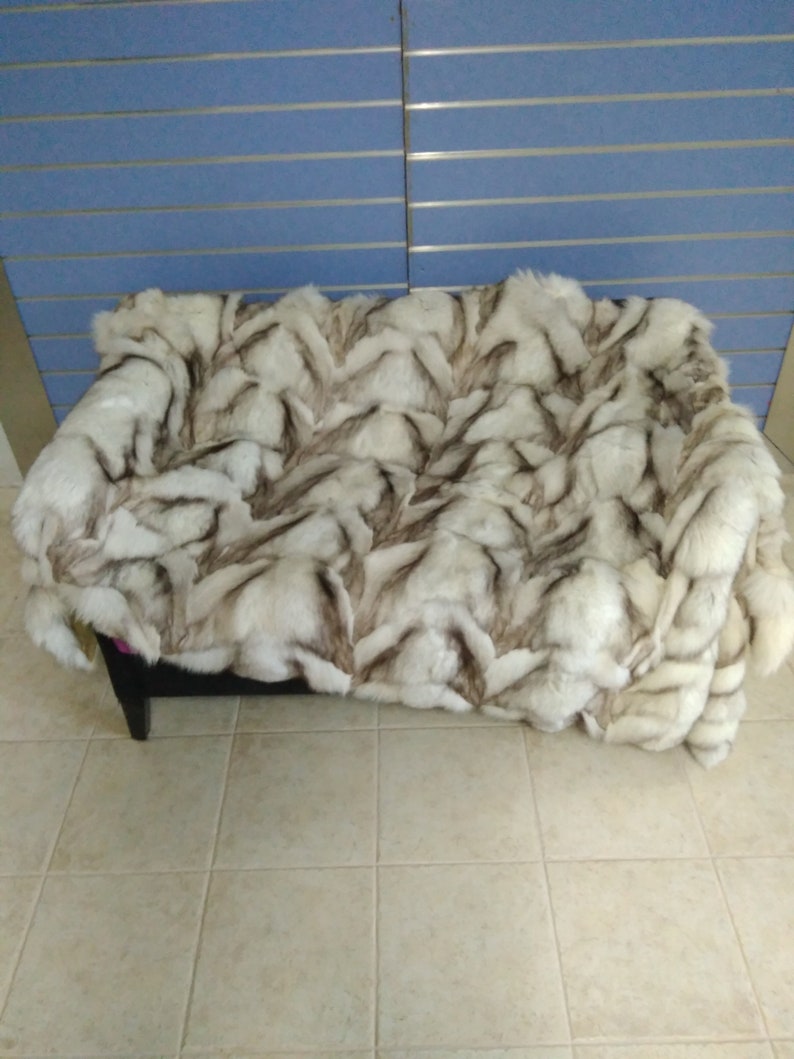 Luxury White Fox Fur Throw Real 'blue' Fox Fur Blanket Etsy